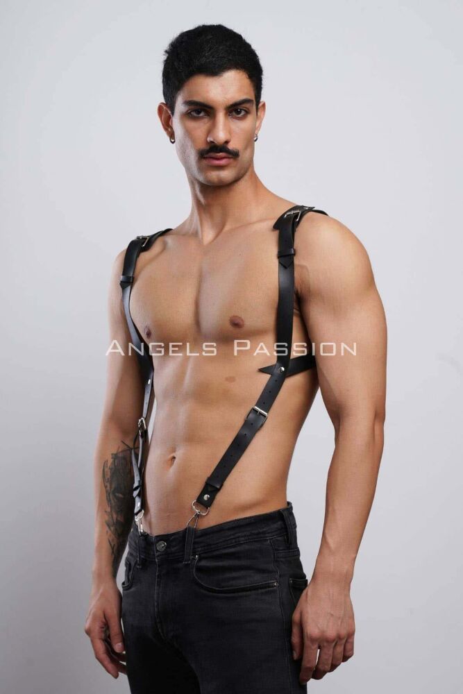 Leather Shirt Harness Accessory with Shoulder Detail - 6