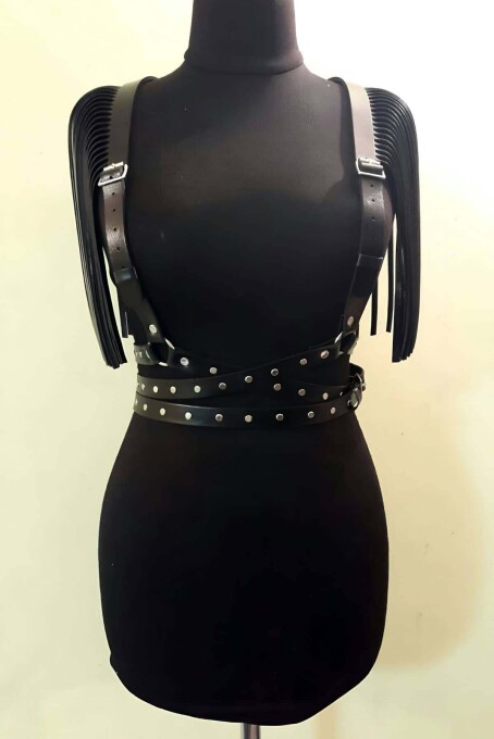 Leather Shoulder Harness with Tassel Detail - 1