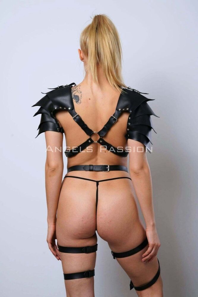 Leather Viking Warrior Harness Suit for Women Cosplay - 7