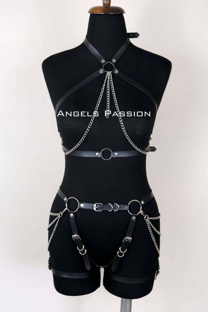 Leather Women's Fancy Dress, Leather Body Harness, Women's Leather Fancy Dress - 1