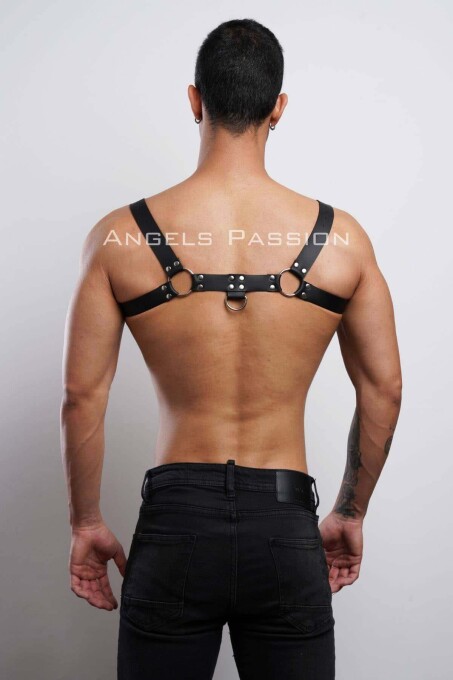 Men's Bulldog Leather Chest Harness for Fancy Clothing - 8