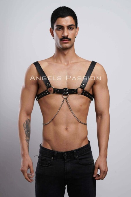 Men's Chain Chest Harness and Shirt Belt for Party - 2