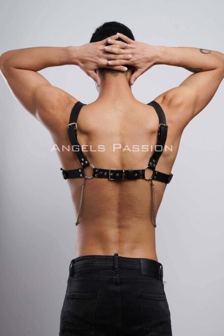 Men's Chain Chest Harness and Shirt Belt for Party - 4