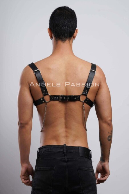 Men's Chain Chest Harness and Shirt Belt for Party - 9