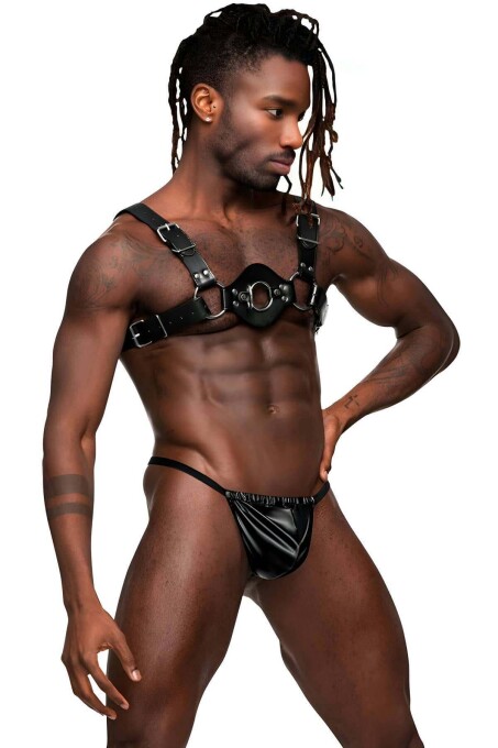 Men's Fancy Leather Chest Harness, Leather Underwear Accessory - 3