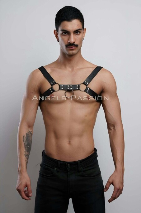 Men's Fancy Leather Chest Harness - 1