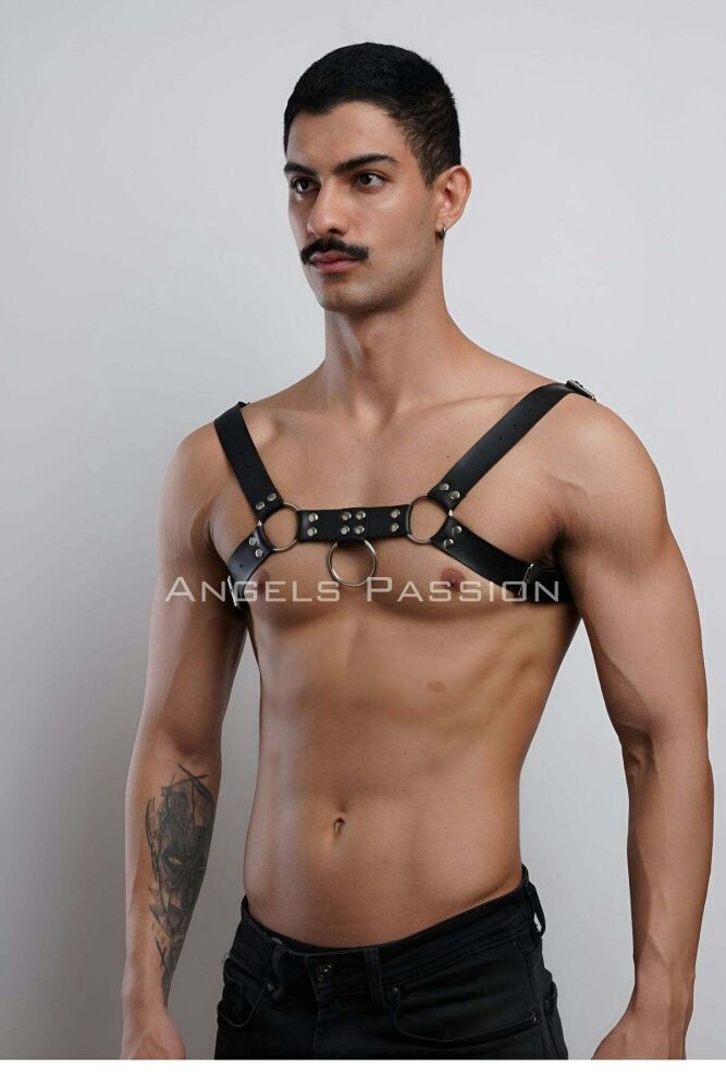 Men's Fancy Leather Chest Harness - 2