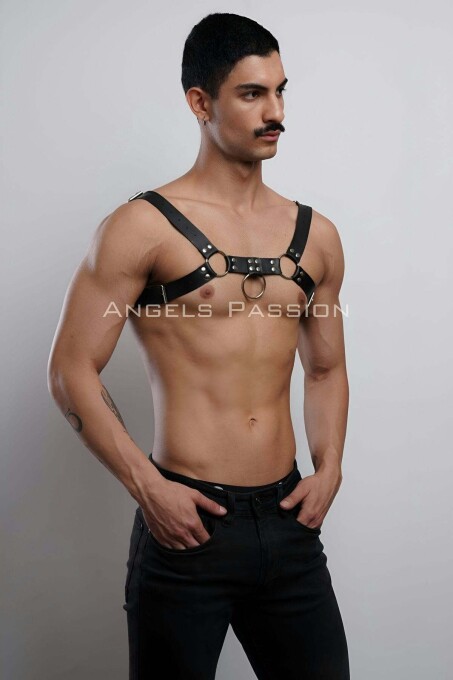 Men's Fancy Leather Chest Harness - 3