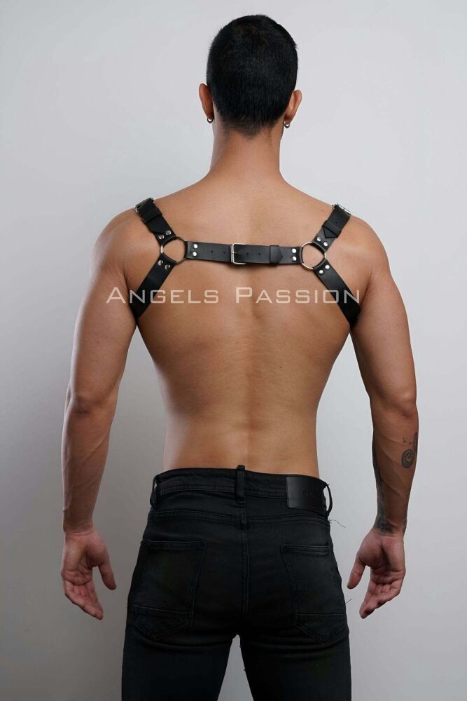 Men's Fancy Leather Chest Harness - 5