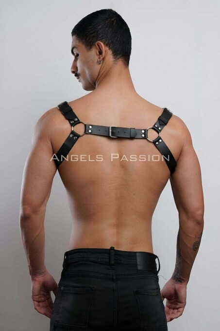 Men's Fancy Leather Chest Harness - 6