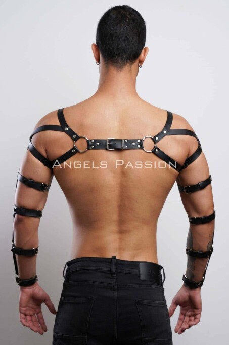 Men's Leather Arm and Chest Harness - 7