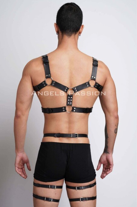 Men's Leather Chest and Leg Harness Set - 5