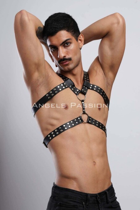 Men's Leather Chest Belt and Fancy Underwear - 7