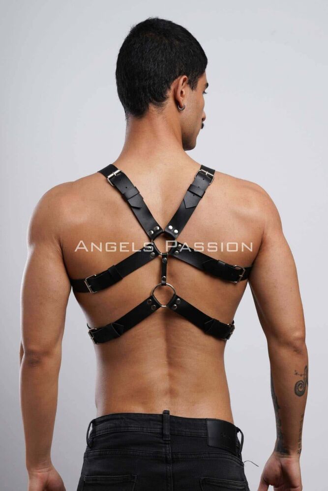 Men's Leather Chest Belt and Fancy Underwear - 8