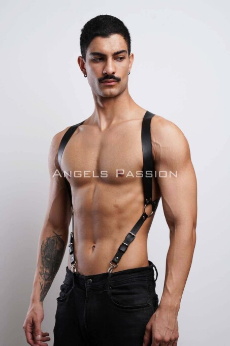 Men's Leather Chest Harness and Trouser Belt - 6