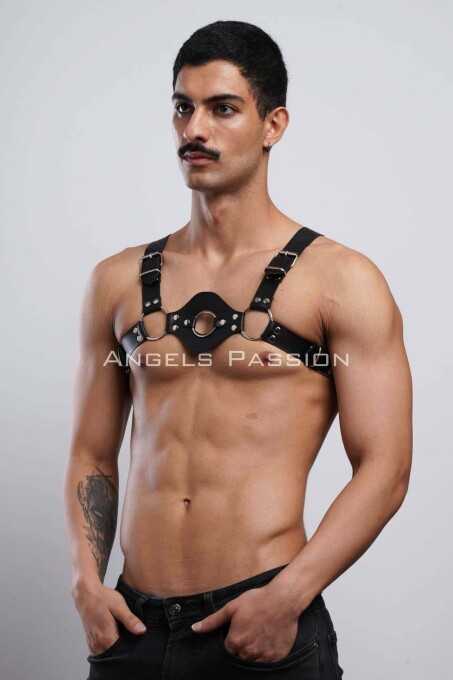 Men's Leather Chest Harness and Underwear for Fancy Wear - 1