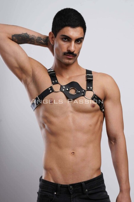 Men's Leather Chest Harness and Underwear for Fancy Wear - 3