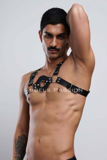 Men's Leather Chest Harness and Underwear for Fancy Wear - 5