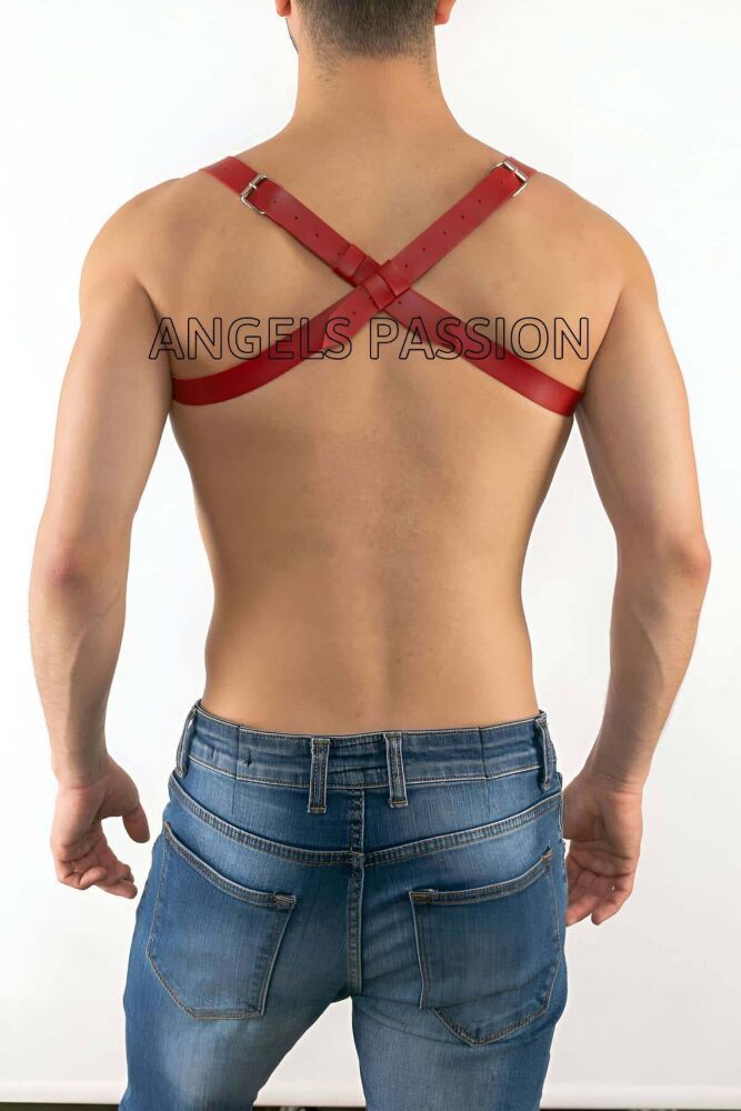 Men's Leather Chest Harness, Athletic Leather Accessory - 3