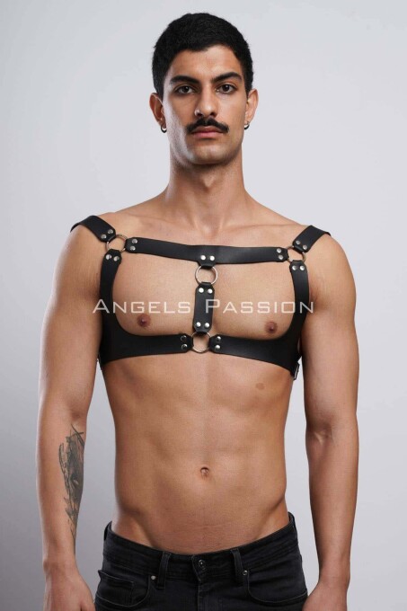 Men's Leather Chest Harness for Club and Party - 2