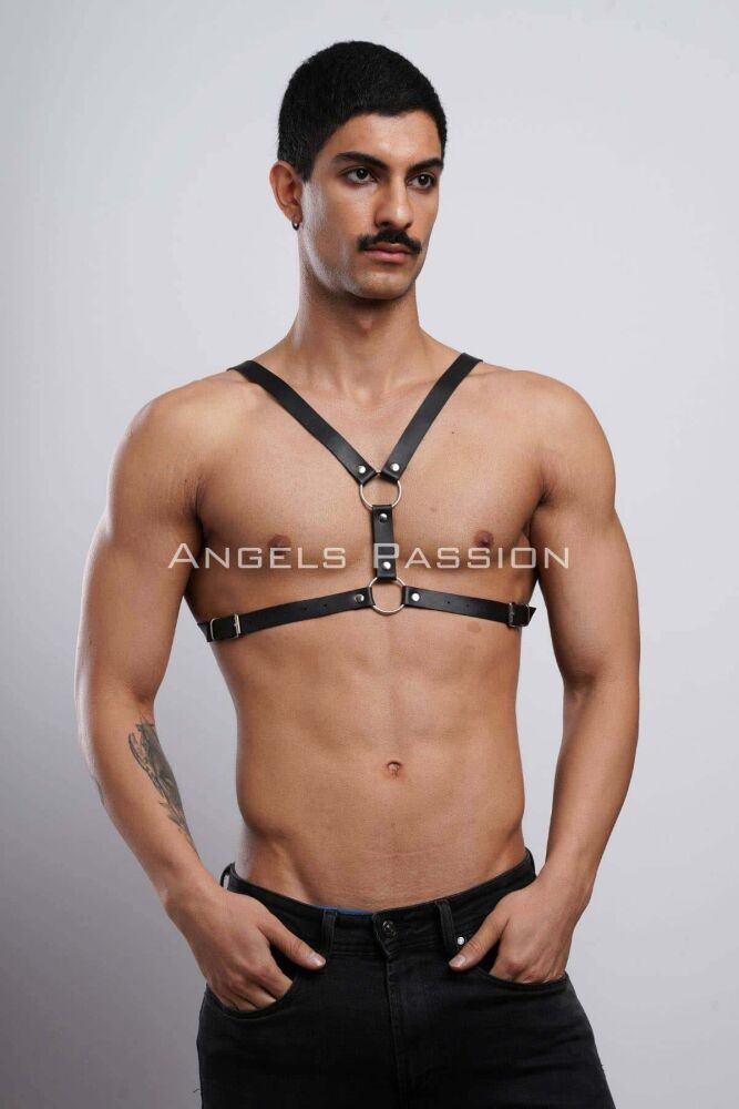 Men's Leather Chest Harness for Club and Partywear - 1