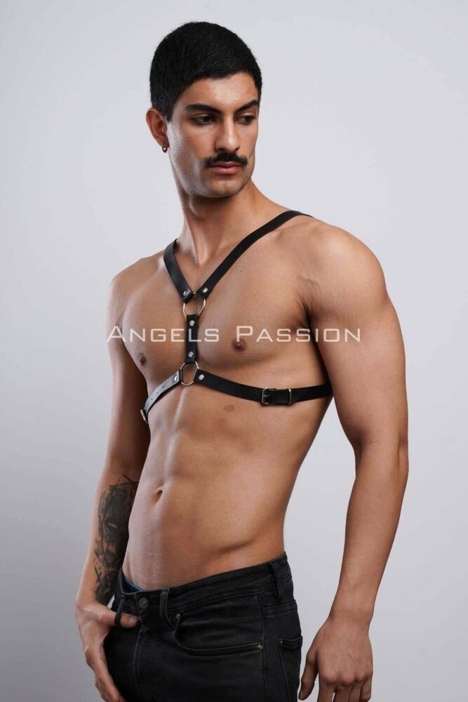 Men's Leather Chest Harness for Club and Partywear - 3