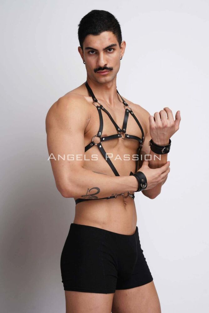 Men's Leather Chest Harness for Fancy Wear and Partywear - 2