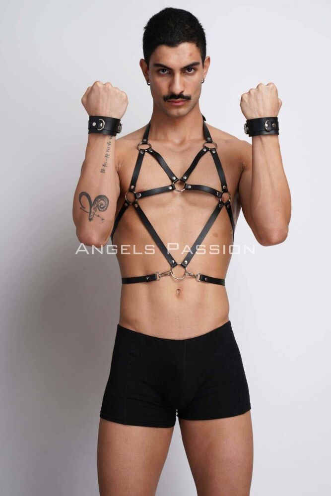 Men's Leather Chest Harness for Fancy Wear and Partywear - 3