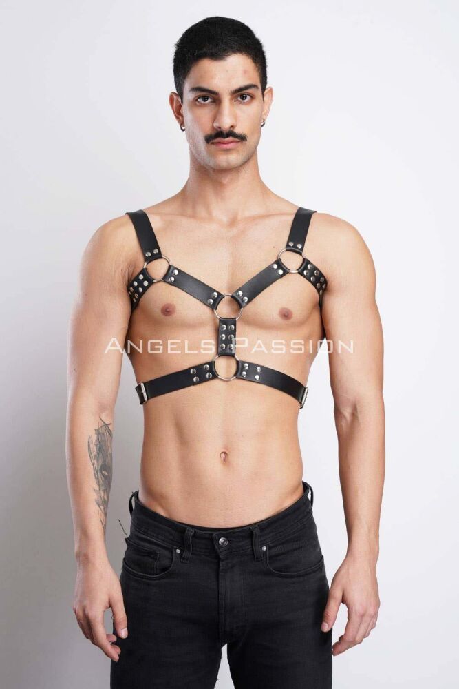 Men's Leather Chest Harness for Party Accessories and Partywear - 1