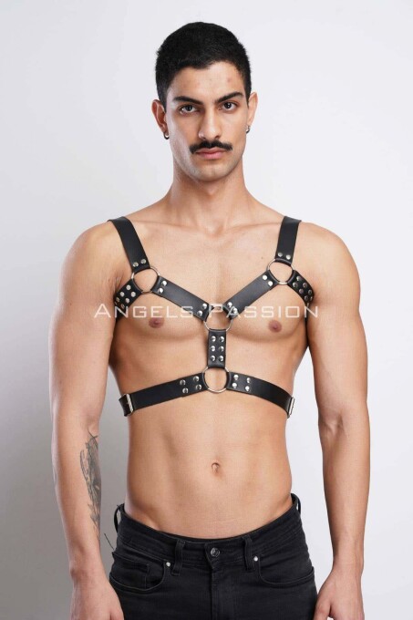 Men's Leather Chest Harness for Party Accessories and Partywear - 3