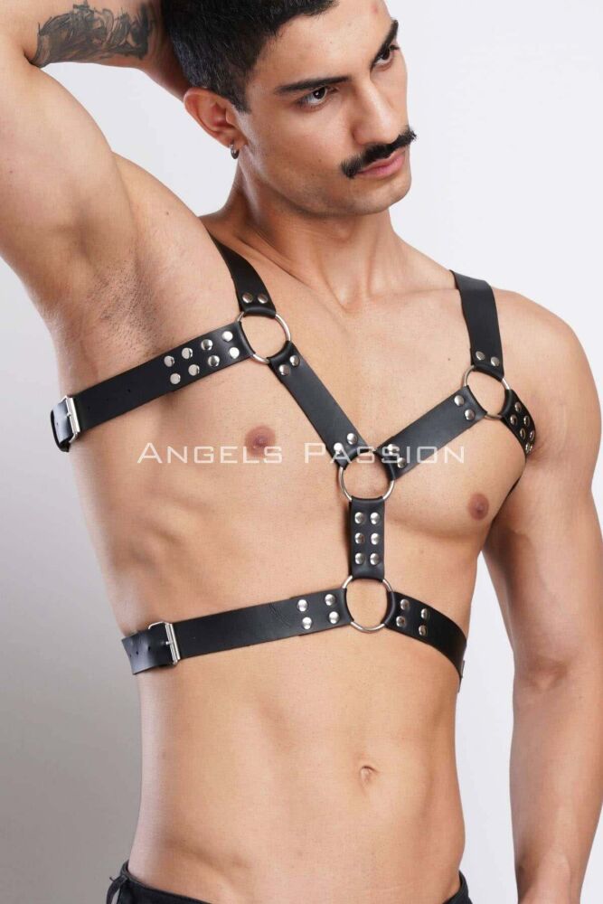 Men's Leather Chest Harness for Party Accessories and Partywear - 4