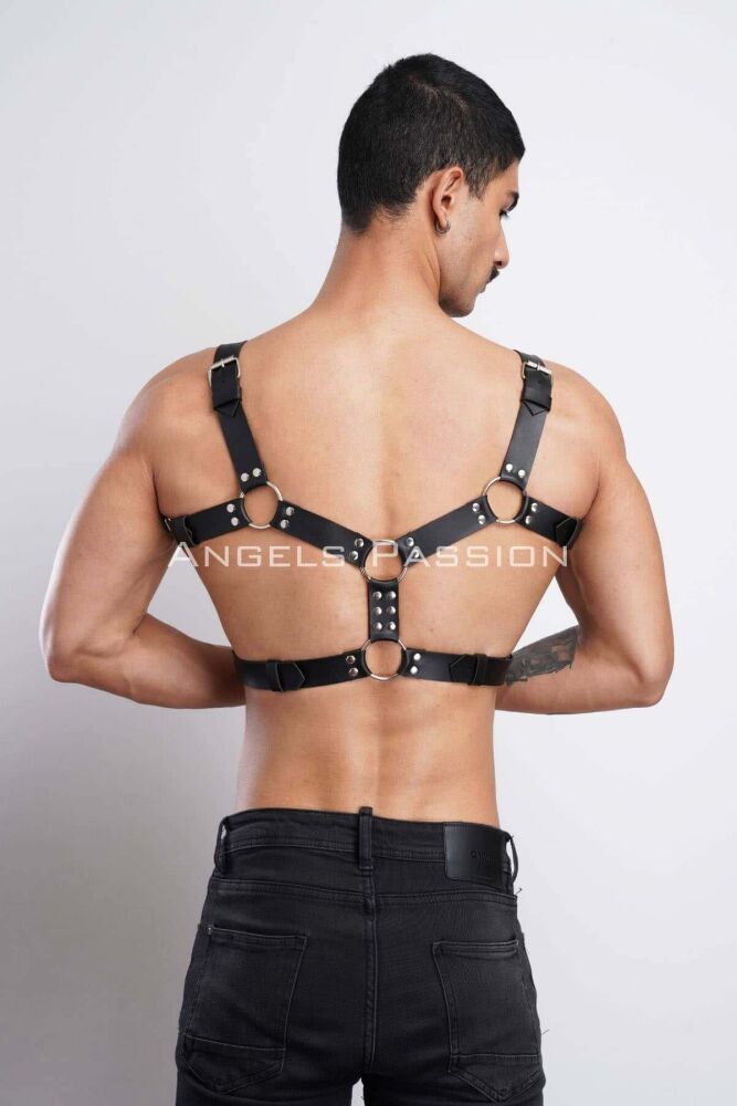 Men's Leather Chest Harness for Party Accessories and Partywear - 7