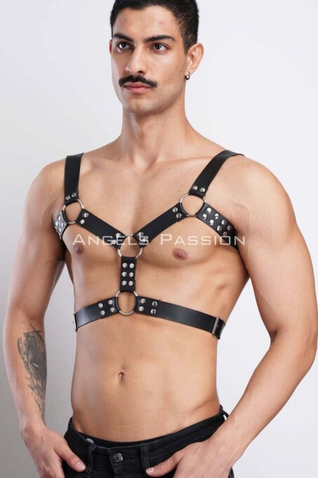 Men's Leather Chest Harness for Party Accessories and Partywear - 8