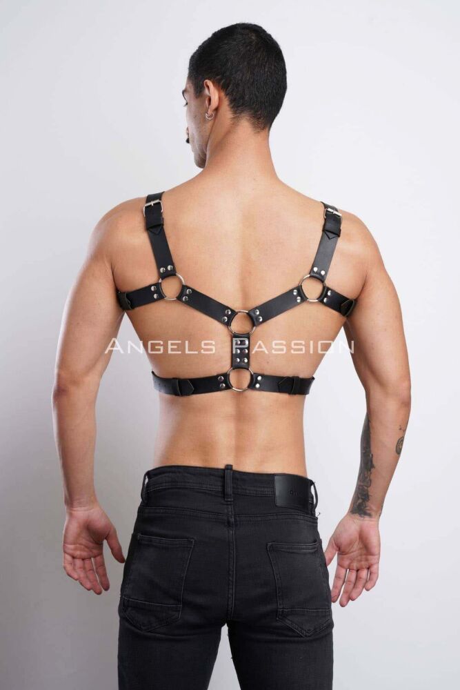 Men's Leather Chest Harness for Party Accessories and Partywear - 11