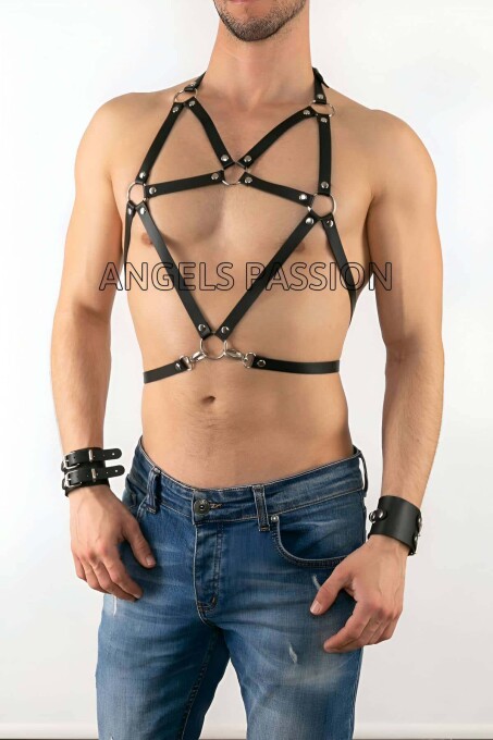 Men's Leather Chest Harness for Sexy Look - 2