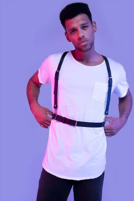 Men's Leather Chest Harness for Shirts - 1