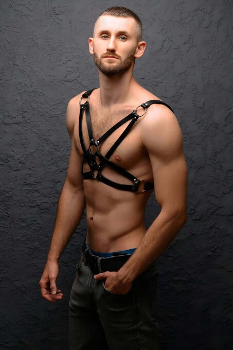 Men's Leather Chest Harness - 3