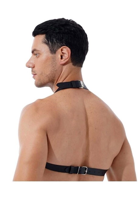 Men's Leather Chest Harness with Chain Detail - 2