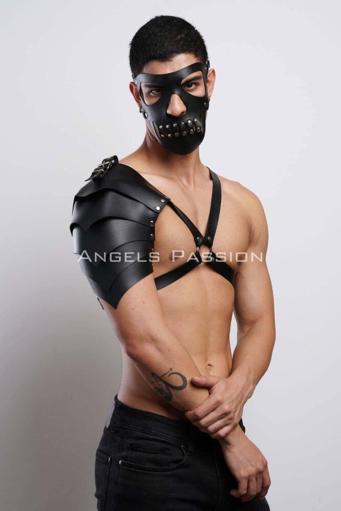 Men's Leather Cosplay Suit with Mask, Barbarian Costume - 1