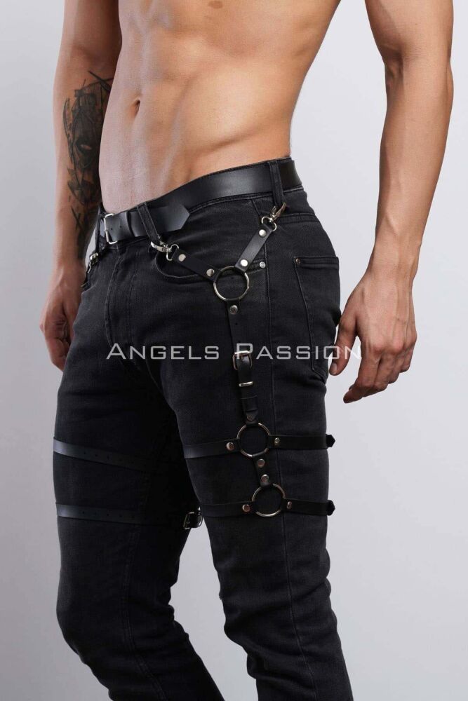 Men's Leather Garter and Belt Leg Accessory for Jeans - 2