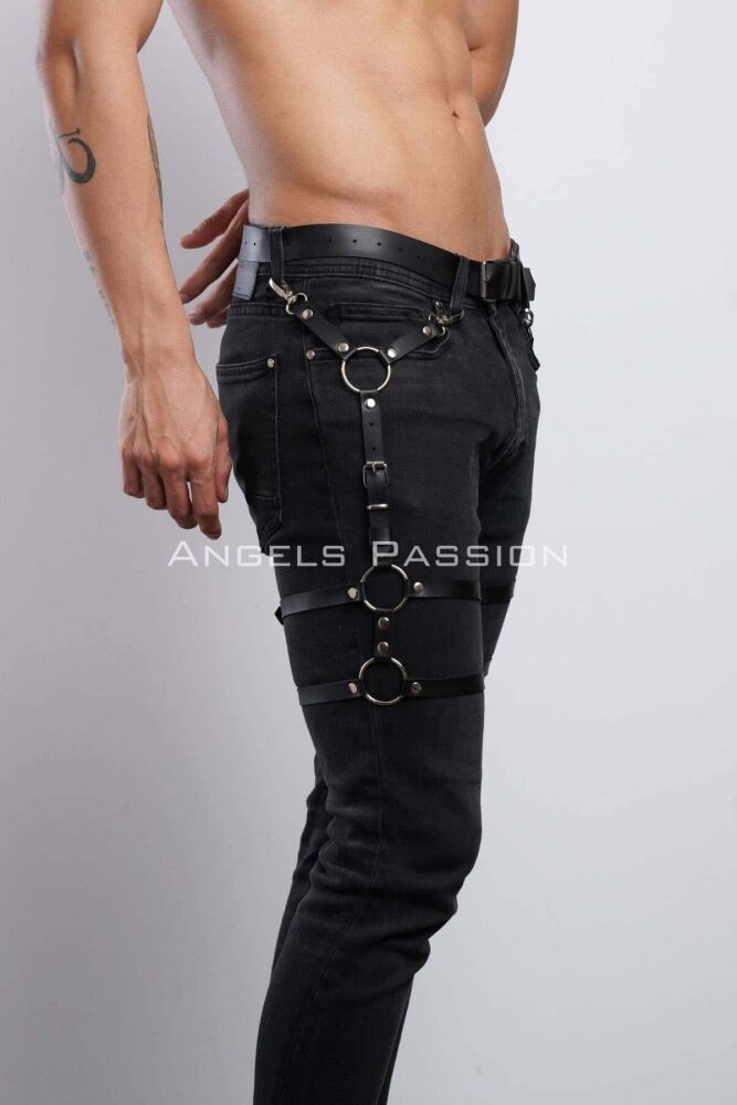 Men's Leather Garter and Belt Leg Accessory for Jeans - 3