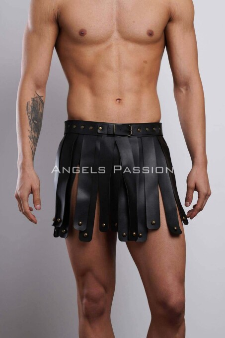 Men's Leather Gladiator Skirt for Cosplay Costume - 1