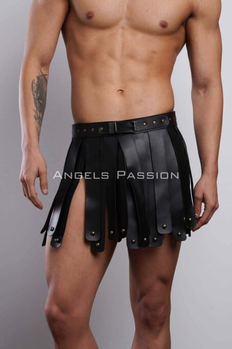 Men's Leather Gladiator Skirt for Cosplay Costume - 2