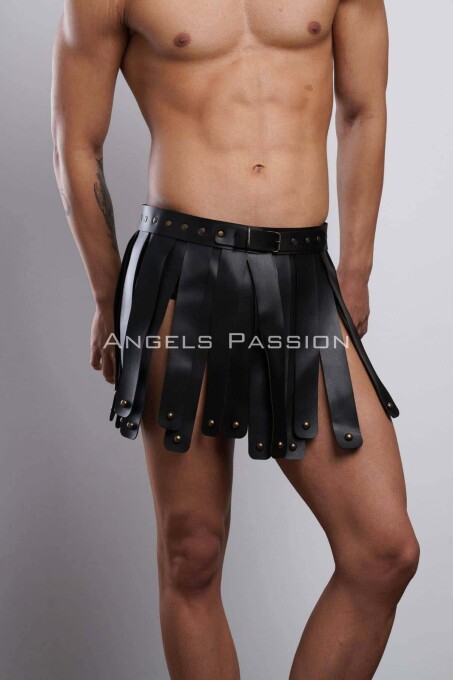 Men's Leather Gladiator Skirt for Cosplay Costume - 3