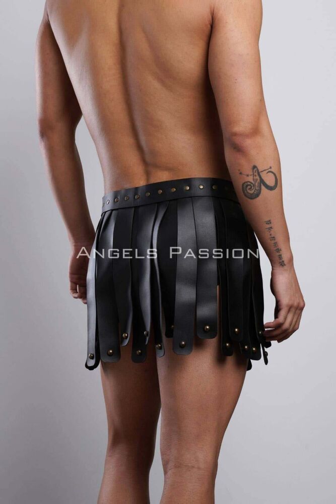 Men's Leather Gladiator Skirt for Cosplay Costume - 4