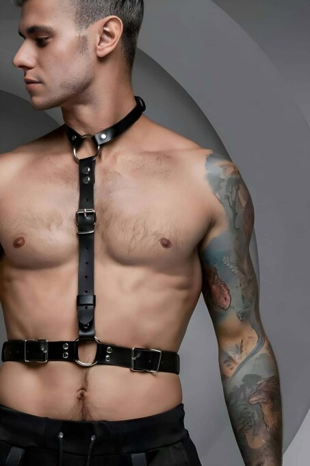 Men's Leather Halter Harness, Stylish Waist Belt - 1