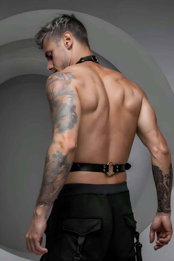 Men's Leather Halter Harness, Stylish Waist Belt - 2