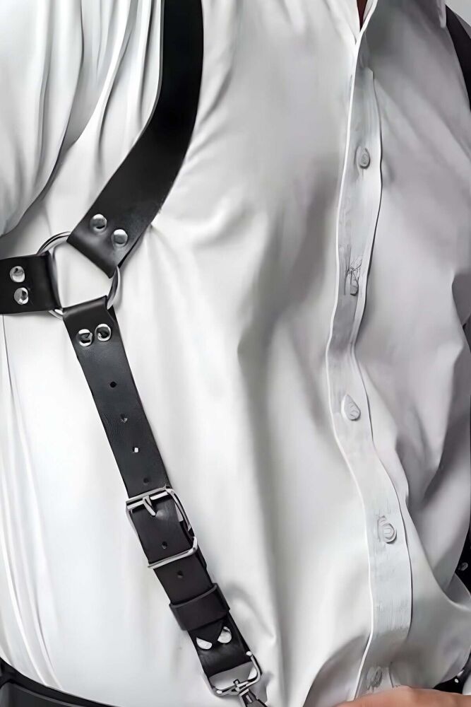 Men's Leather Harness Belt for Shirts - 2
