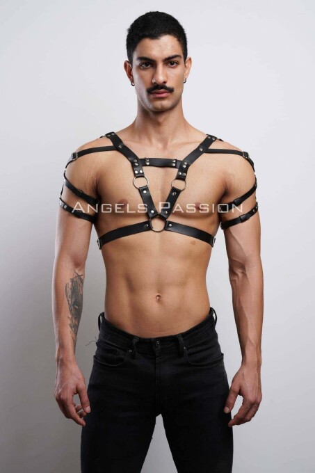 Men's Leather Harness for Partywear and Party Dress Accessories - 4