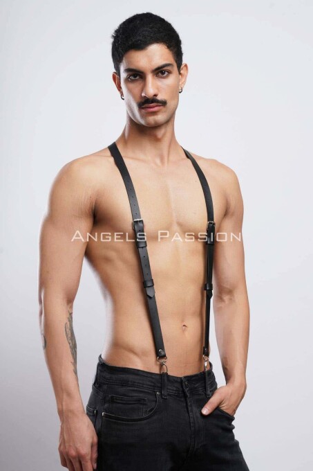 Men's Leather Trouser Belt and Suspenders - 5